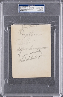 Clark Griffith Signed Cut with 8 Other Signatures (PSA/DNA)